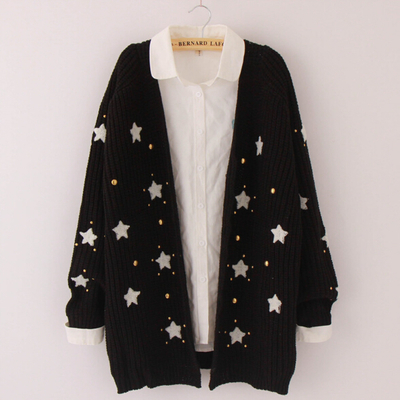 Fashion cute star knit sweater coat