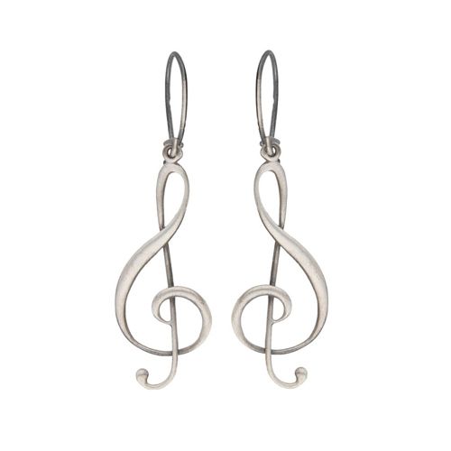 Srebrne kolczyki - klucz wiolinowy