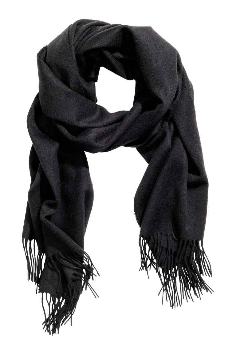 wełniany czarny szalik