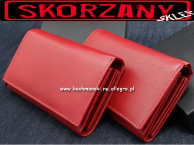 PORTFEL DAMSKI SKÓRZANY czerwony NA PREZENT
