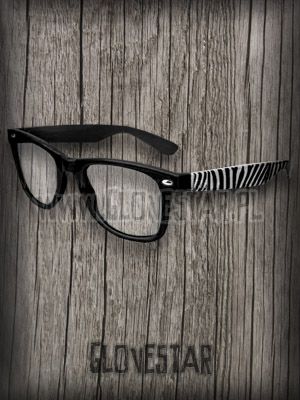 okulary nerd czarne w zebrę