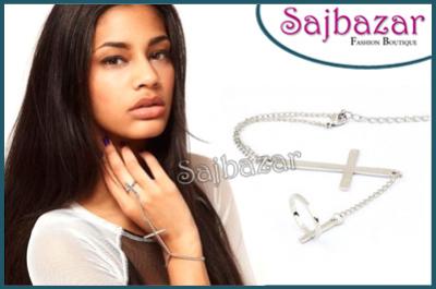 Bransoletka pierścionek krzyż krzyżyk punk rock