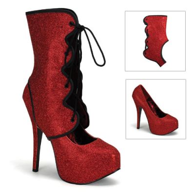 Red Glitter Platform Stiletto Shoes/Boots