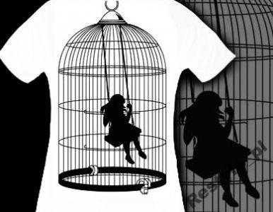 Koszulka z dziewczynką w klatce-XS