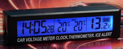 CAR TERMOMETR SAMOCHODOWY ZEGAR WOLTOMIERZ 3W1