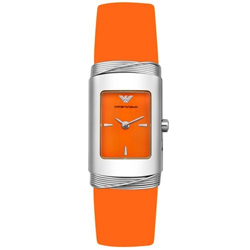 Armani Women's Orange Rubber Orange Dial Watch #AR1025 