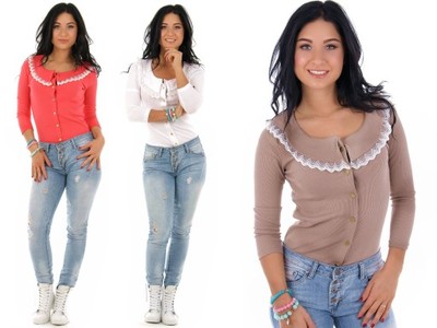 BLUZKA DAMSKA w PRĄŻKI kołnierzyk