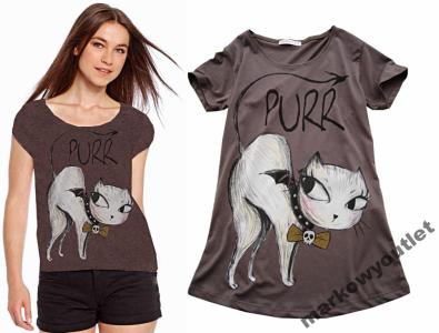 Śliczna Bluzka T-Shirt Kotek PURR Dżety Czaszka 38