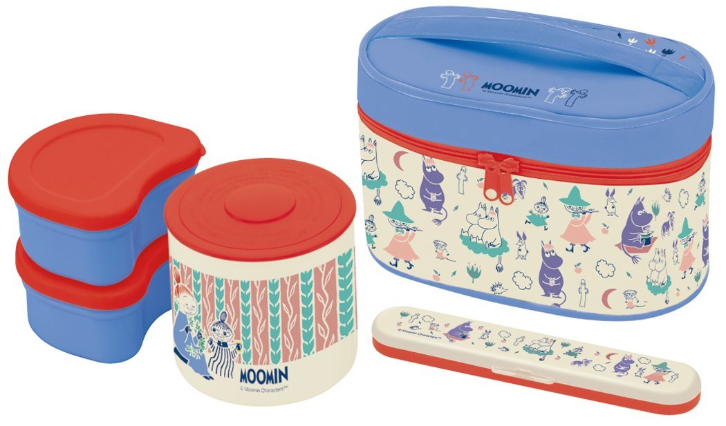 Moomin Thermal Bento Lunch Box Set (3 Food Containers, Fork & Bag)