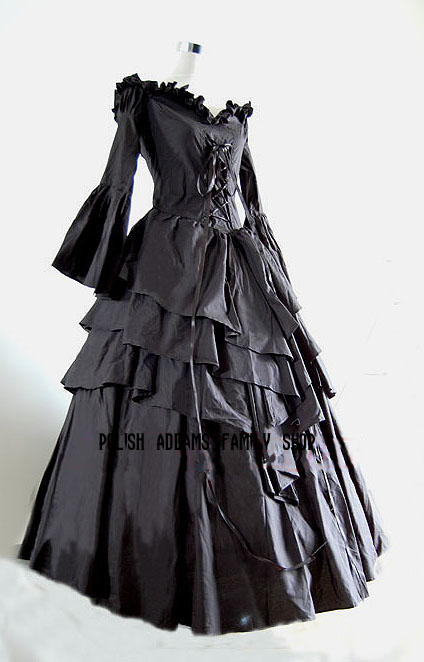 Czarna, gotycka, wiktoriańska suknia