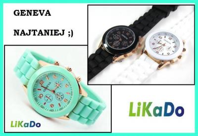 ZK212 GENEVA Miętowy Czarny Biały Zegarek z POLSKI