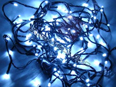 LAMPKI 100 LED BIAŁE ICE ZIELONY KABEL +ŁĄCZENIE